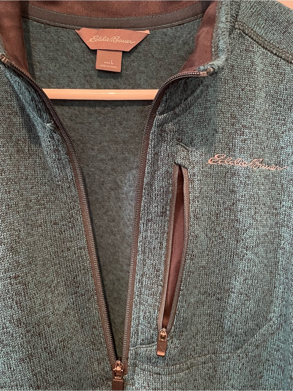 Eddie Bauer Men’s Large Dark Teal Half-Zip Fleece Pullover Sweater New with Tags - Picture 3 of 10